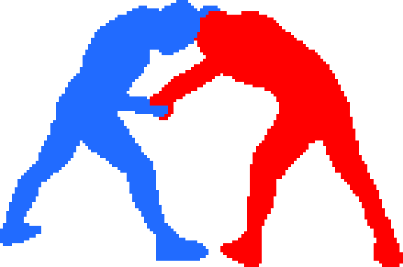 Wrestling Showdown: two pixel-art wrestlers locking up